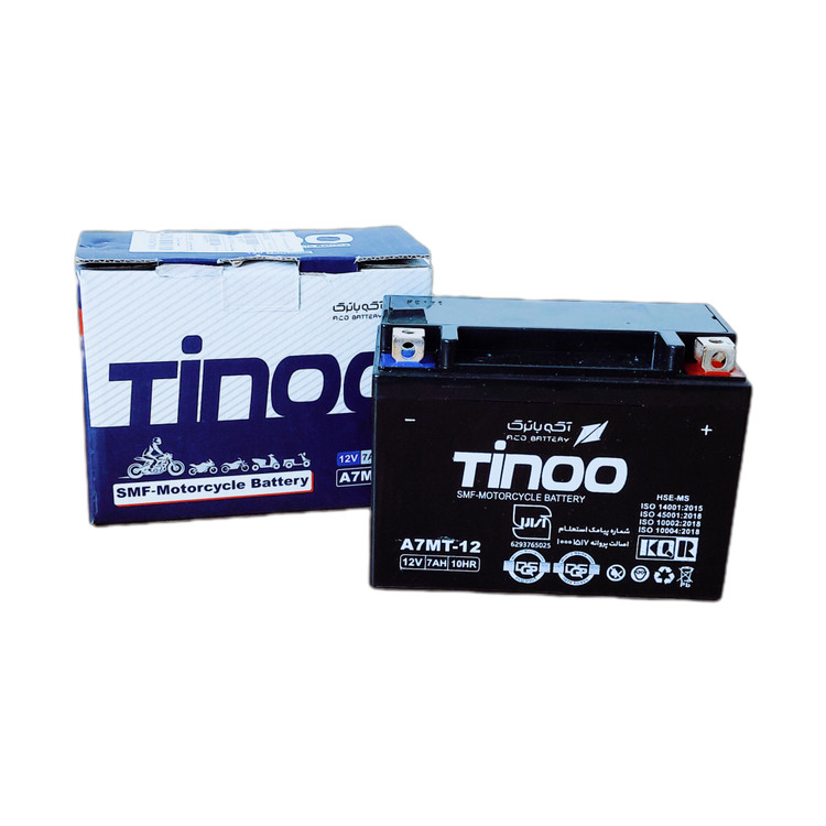 باتری موتورسیکلت ۷ آمپر بلند تینو (Tinoo) مدل هوندایی محصول آکوباتری